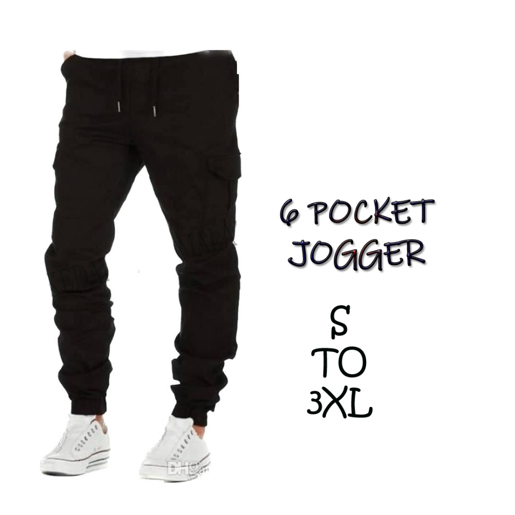 READY STOCK  Seluar Kargo Jogger 6 Poket Kain Tebal Cargo Pant Multi Pocket Seluar Kerja / Workwear