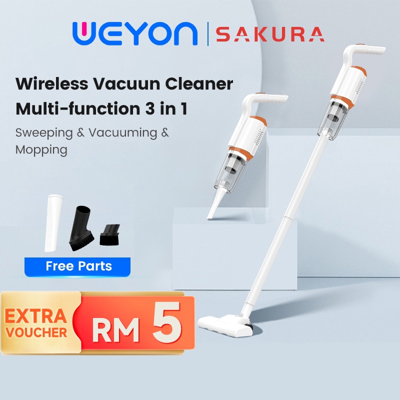 Weyon Sakura Portable High Power Vacuum Cleaner for Home/Office Handheld Removable Brush Type Wireless