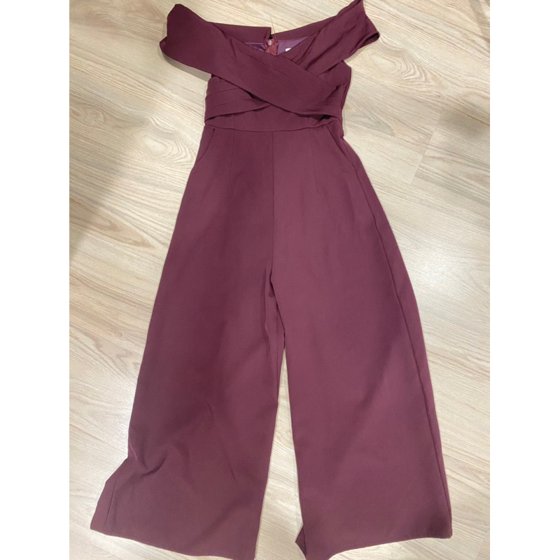 Off Shoulder Jumpsuit With Wide Leg Pants