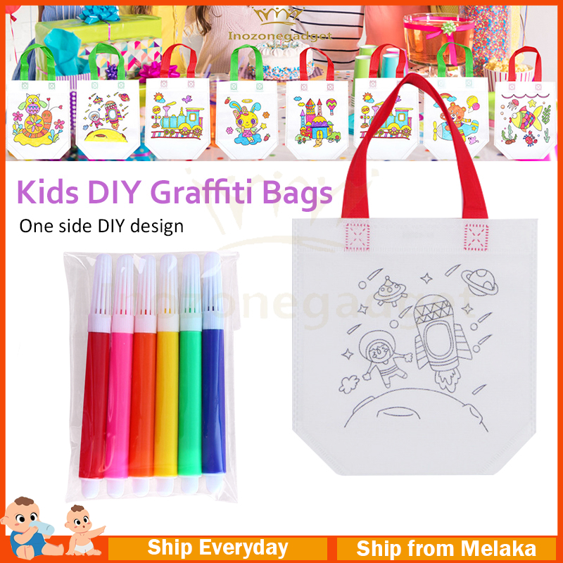 Pen Kids DIY Painting Graffiti Double Single sided Creative Drawing Eco Bag Party Gift Birthday Goodies Door Gift