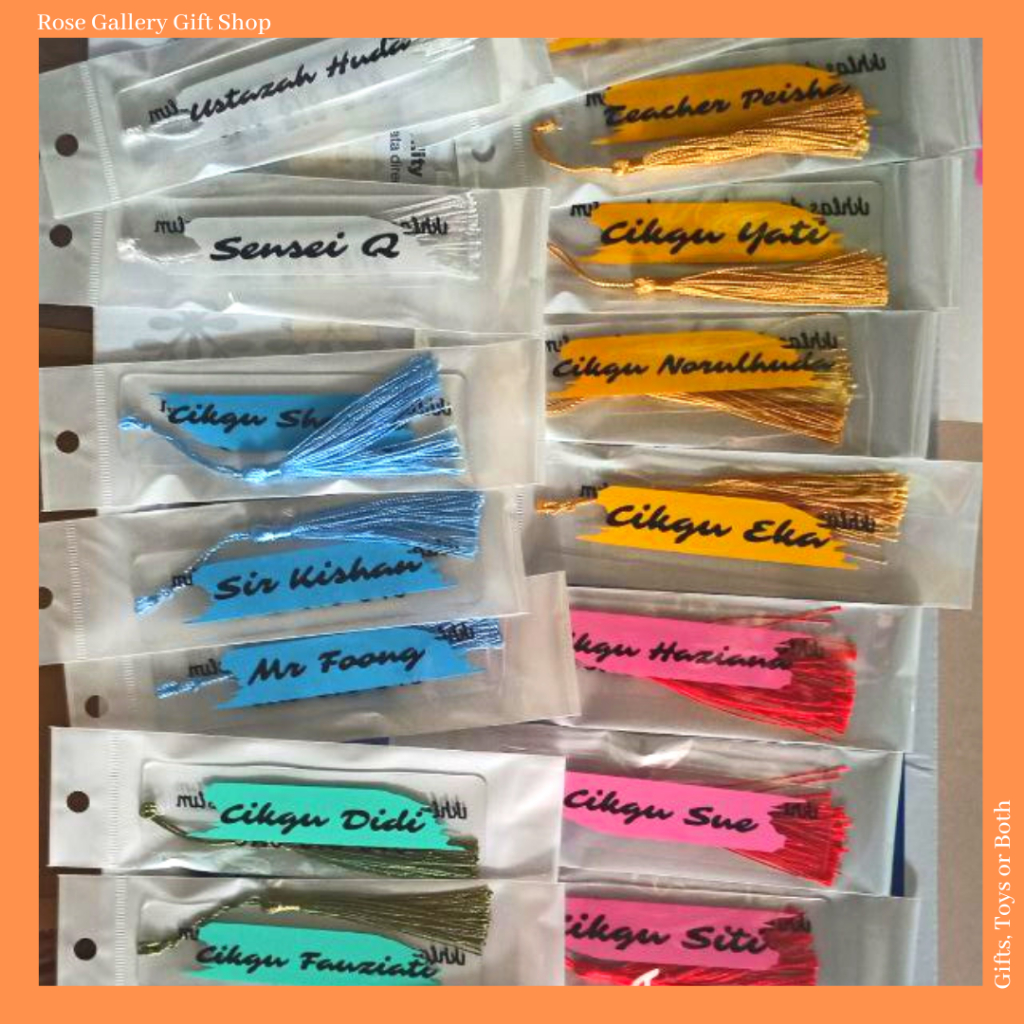 Name Personalized Acrylic Bookmark for School Office Use with Color Tassel Brushstroke Design Souvenir Gift