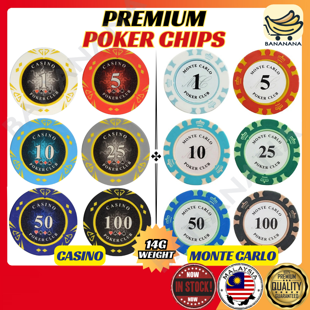 14g Premium Poker Chips Poker Set Monte Carlo Texas hold 'em Poker Card Casino Chip Clay Chips Token Game 德州扑克筹码套装