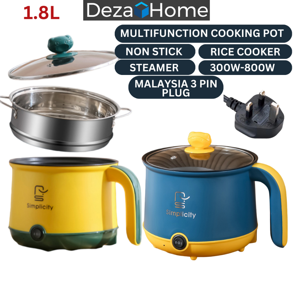 1.8L Mini Electric Cooker Hot Pot Steamer Non Stick Frying Pan Mini Rice Cooker Periuk Masak Nasi Multi cooker 迷你电煮锅