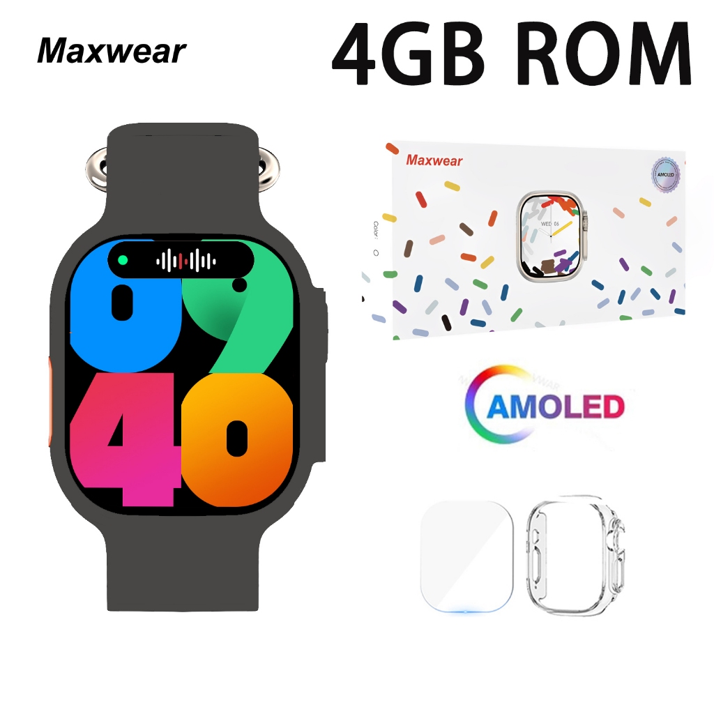 Maxwear U17 ultra 2.2 inch 4GB ROM smart Watch amoled  Dynamic Island Series 9 Compass GPS Tracker Call NFC Feel Game