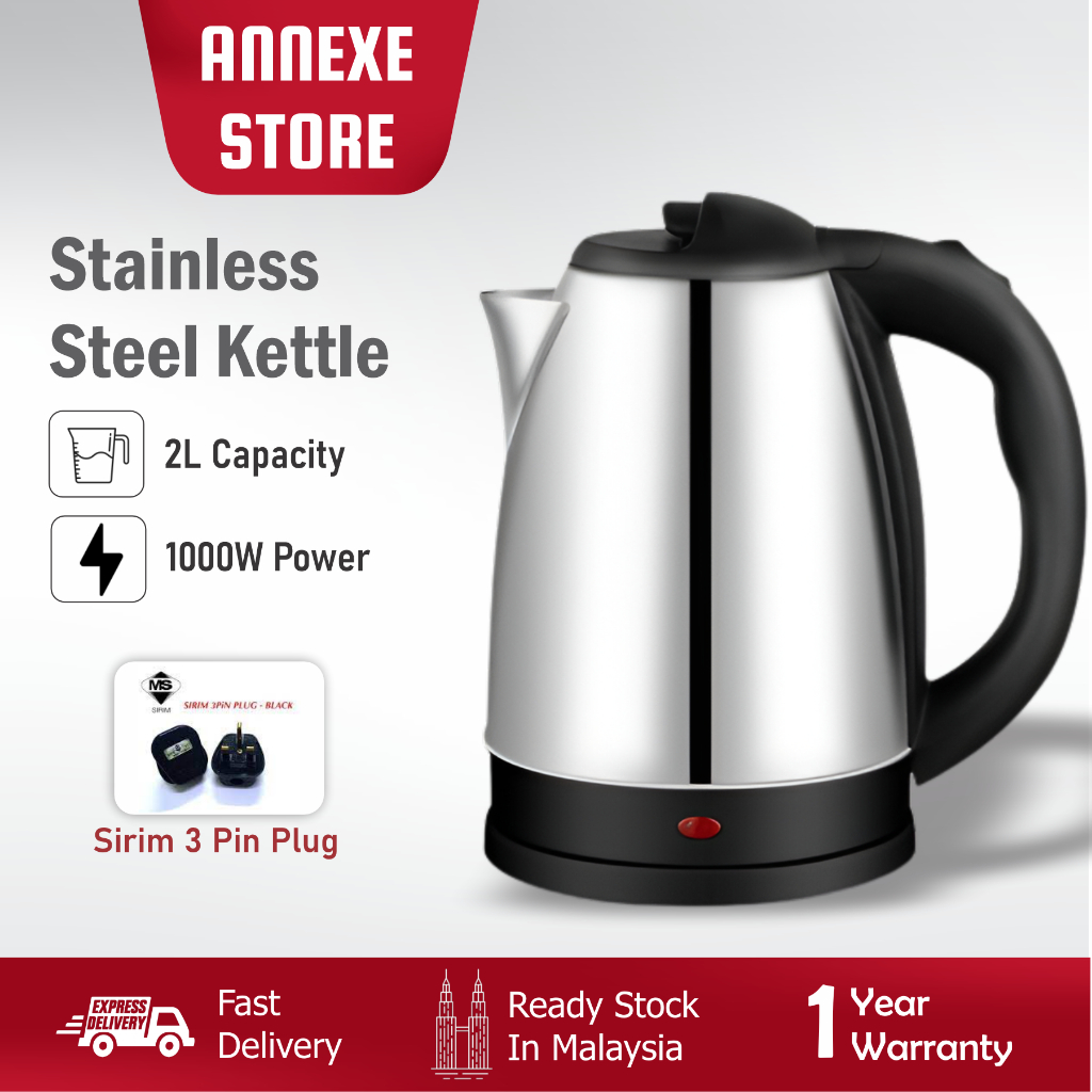 Electric Water Kettle Stainless Steel Electric Kettle With Safety Auto-off Function Quick Electric Boiling Pot 2L