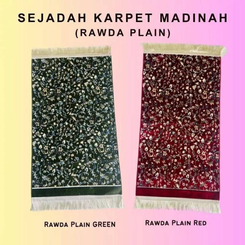 SEJADAH KARPET MADINAH**DESIGEN** RAUDAH PLAIN GREEN RAUDAH PLAIN RED **BY MADA MADE IN SAUDI ARABIN [4MM]