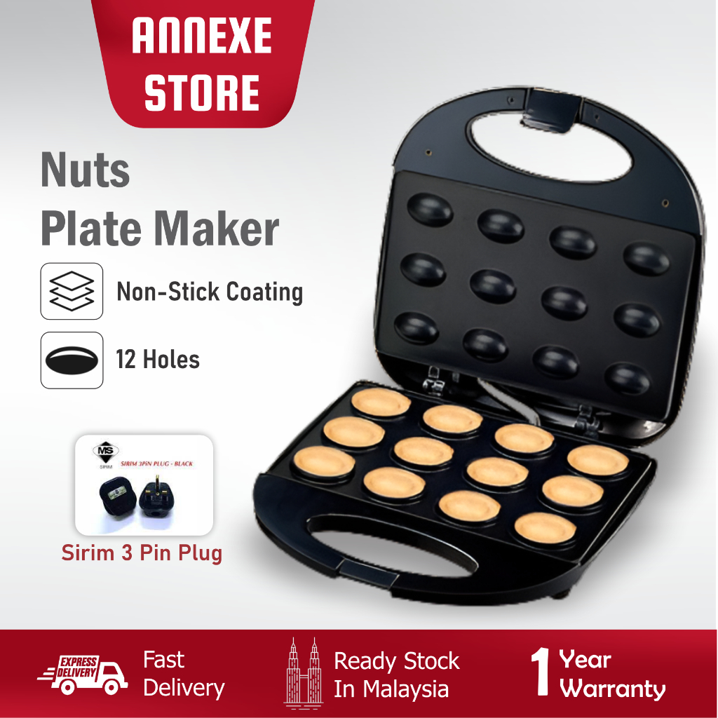 Nuts Plate Maker 12 Holes Cake Maker Oven Household Kitchen Breakfast Bubble Waffle Donuts Non-Stick Cook Plates