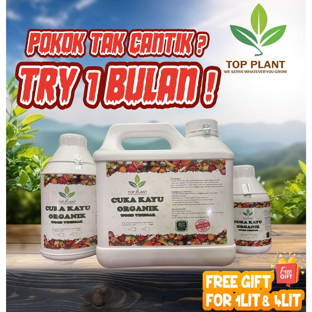 CUKA KAYU THAILAND WOOD VINEGAR ORGANIC ANTI SERANGGA POKOK BAJA FOLIAR PERTUMBUHAN POKOK ORGANIK