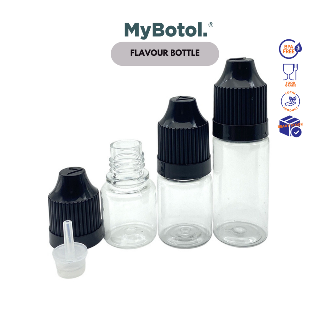 [mybotol] 10ML Vape Flavour Plastic Empty Bottle Squeezable Empty Plastic Dropper Bottle