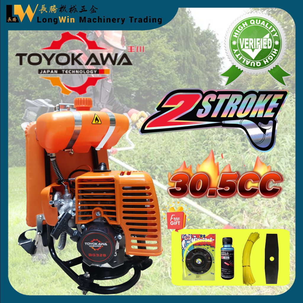 TOYOKAWA BG328 Heavy Duty Backpack Brush Cutter Grass Cutter 30.5cc Mesin Rumput Mesin Potong Rumput