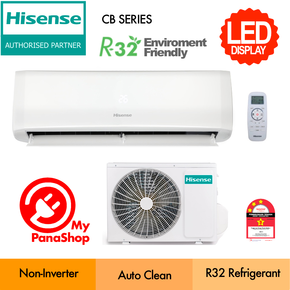 Hisense AirCond R32 Non Inverter Auto Clean Air Conditioner (1.0HP/1.5HP) AN09CBG / AN12CBG