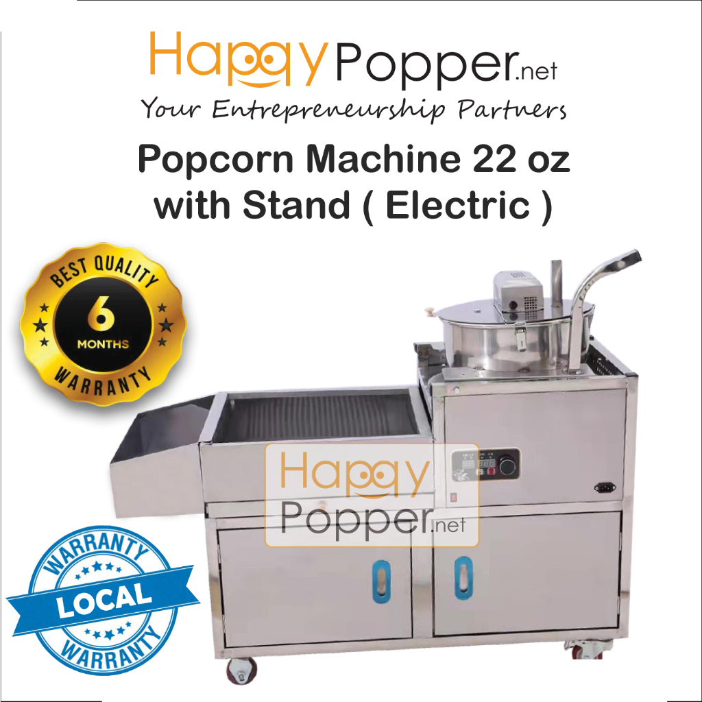 Happypopper Commercial Popcorn Machine Maker with Stand 22oz 36cm Electric 22 oz Heavy Duty Stainless steel