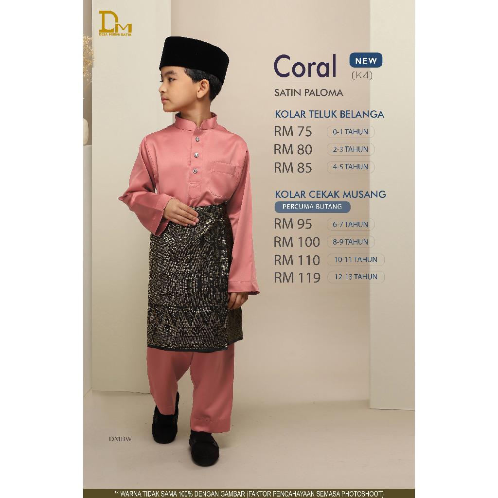 BAJU MELAYU MUHAMMAD JUNIOR K4 CORAL