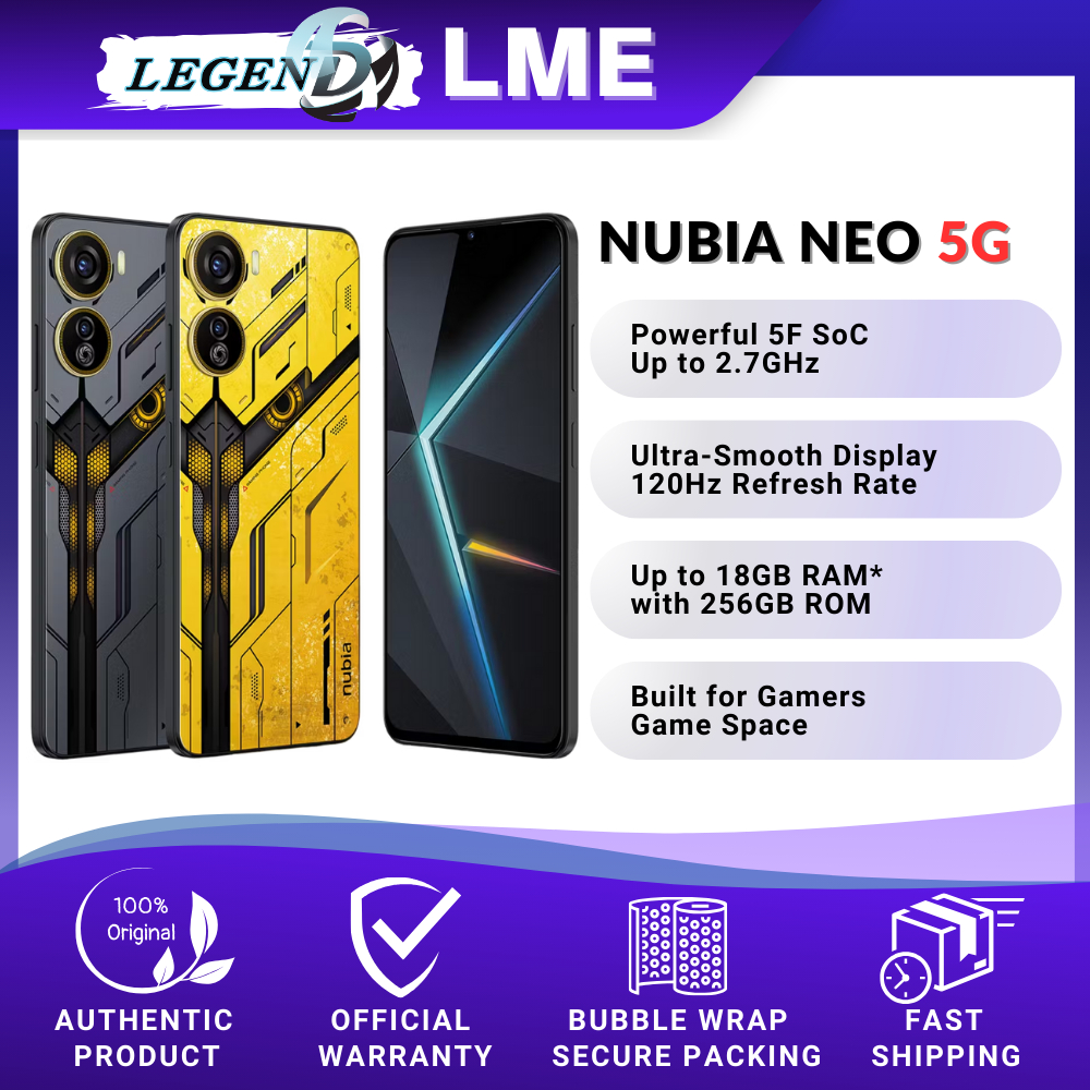 ZTE Nubia Neo 5G (18GB*RAM+256GB ROM) Original Smartphone ZTE Nubia Malaysia Warranty