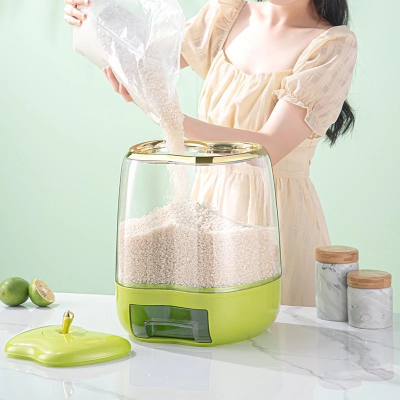 Ready 🔥 5KG/10KG Apple Shape Insect-Proof Rice Dispenser with Storage Container Rice Box Bekas Beras Tempat Simpan Beras