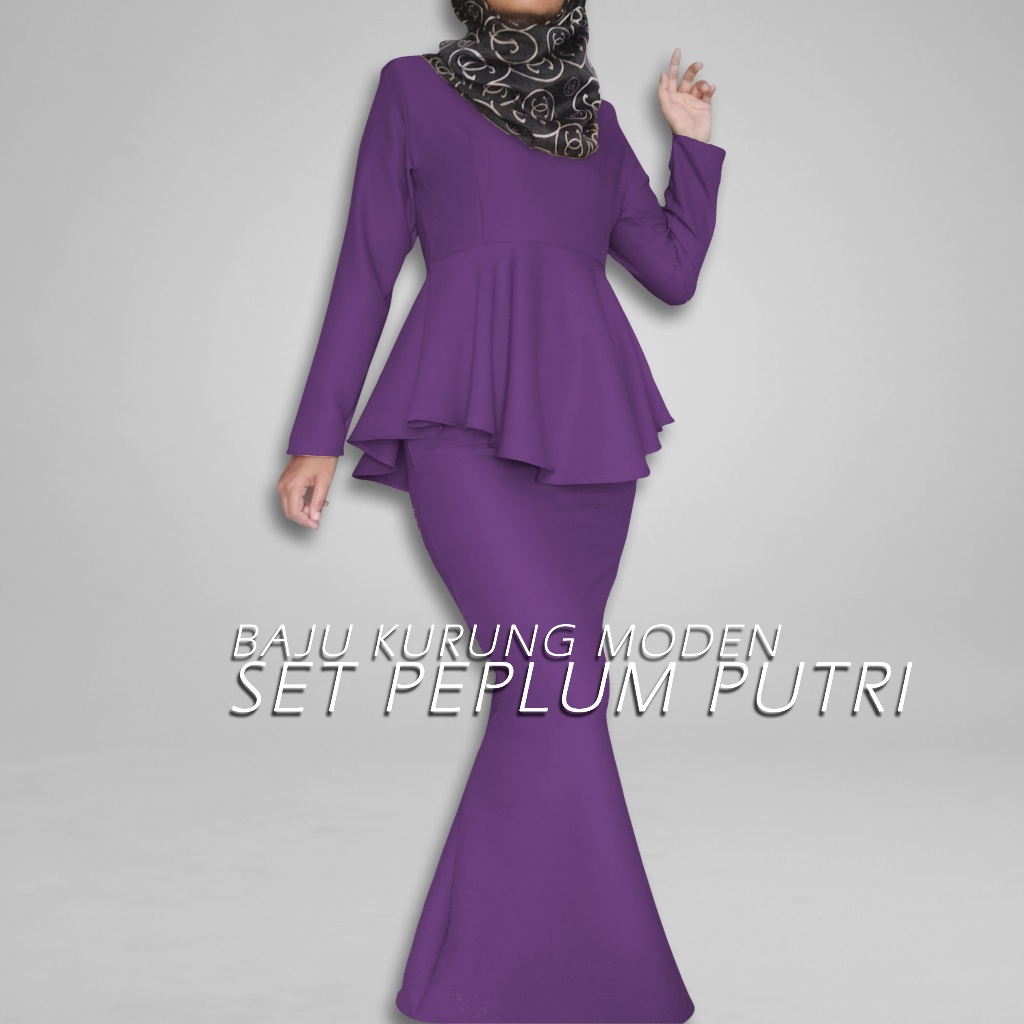 SET PAKAIAN MUSLIMAH - SET PUTRI - BAJU KURUNG MODEN PEPLUM