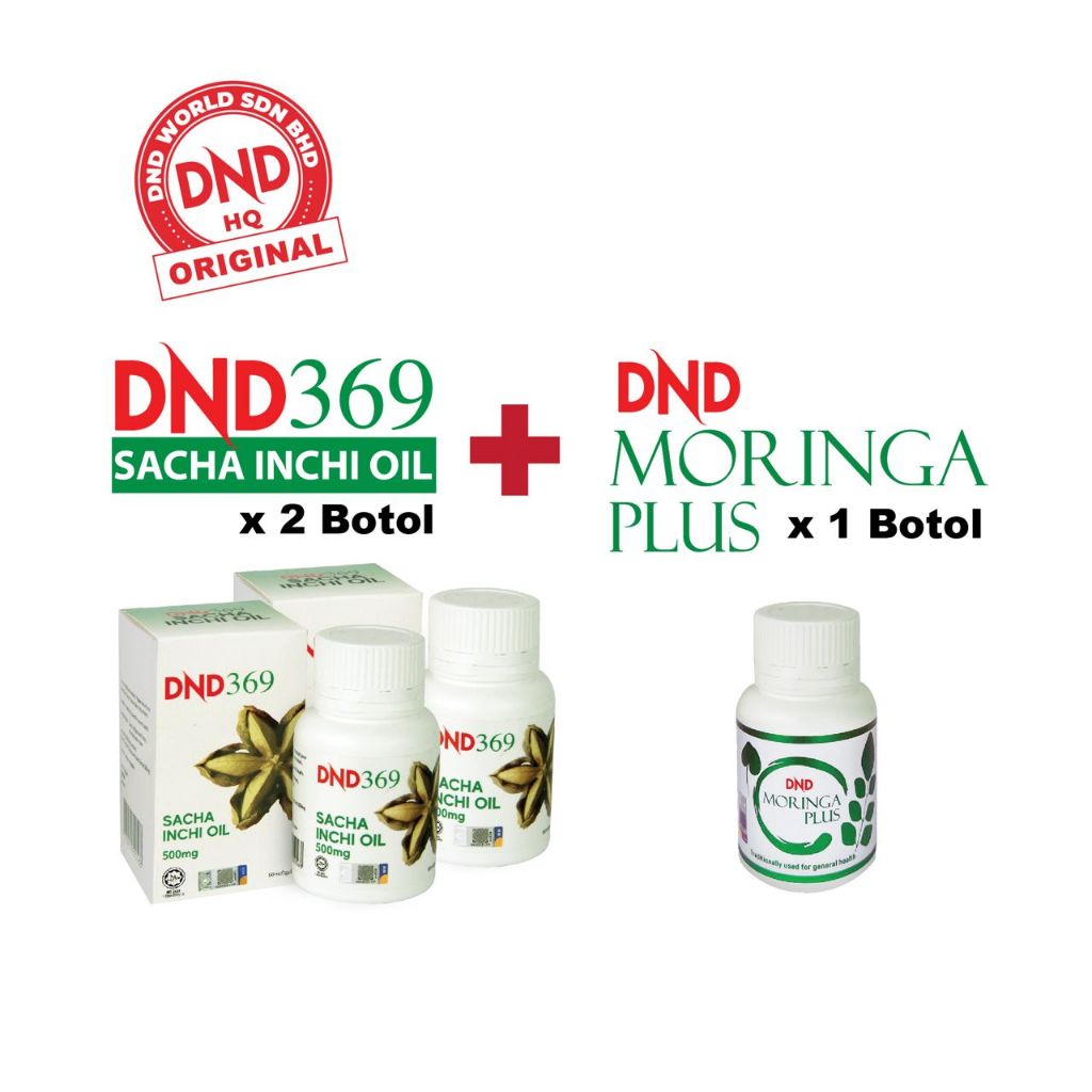 DND369 Sacha Inchi Oil Softgel (2 Botol x 60 Biji) + DND Moringa Plus (1 Botol x 60 Biji)