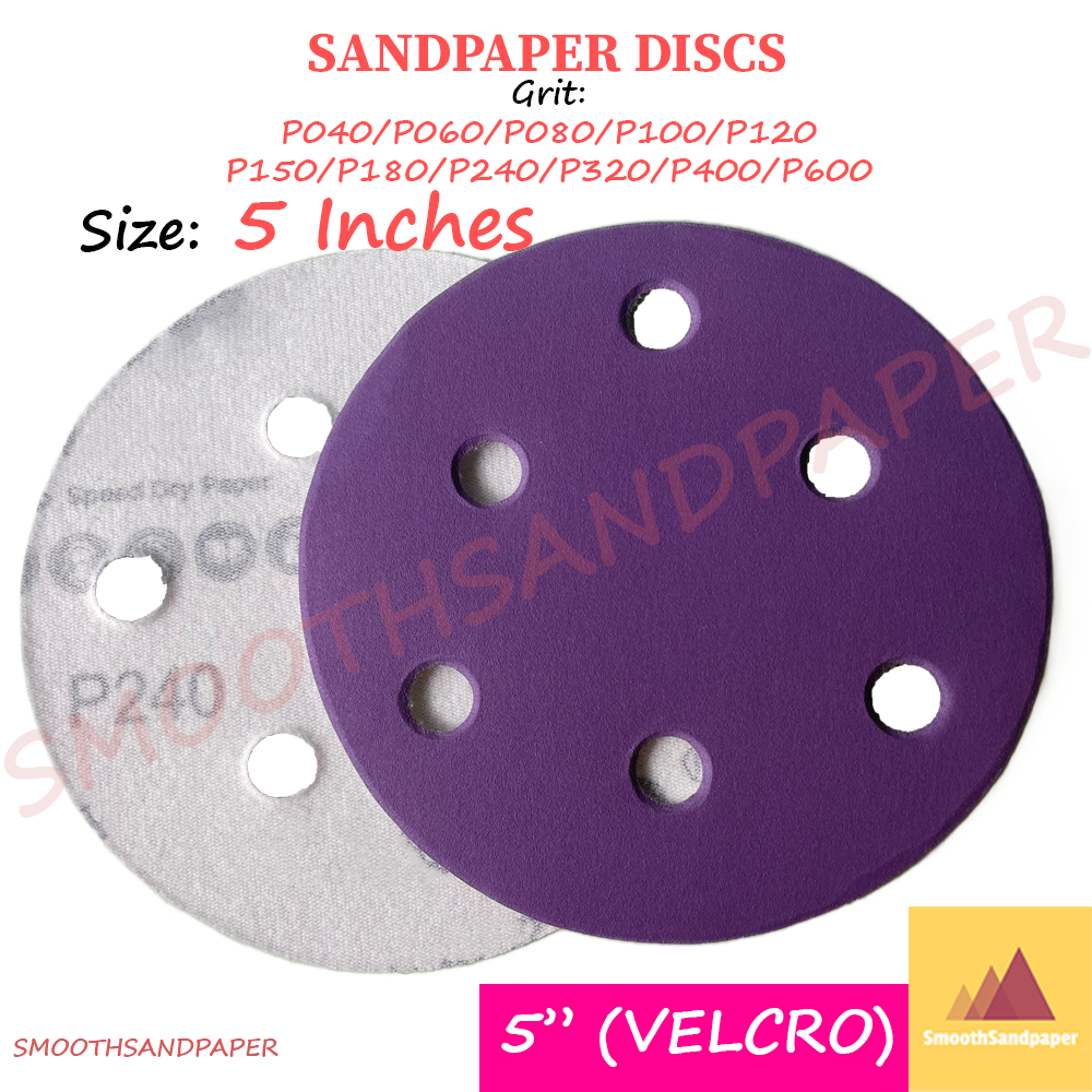 5 Inch Sanding Disc Hook & Loop Velcro | 6 Hole Sandpaper Disc P40-P600 | Best For Paint & Car Polishing image 4