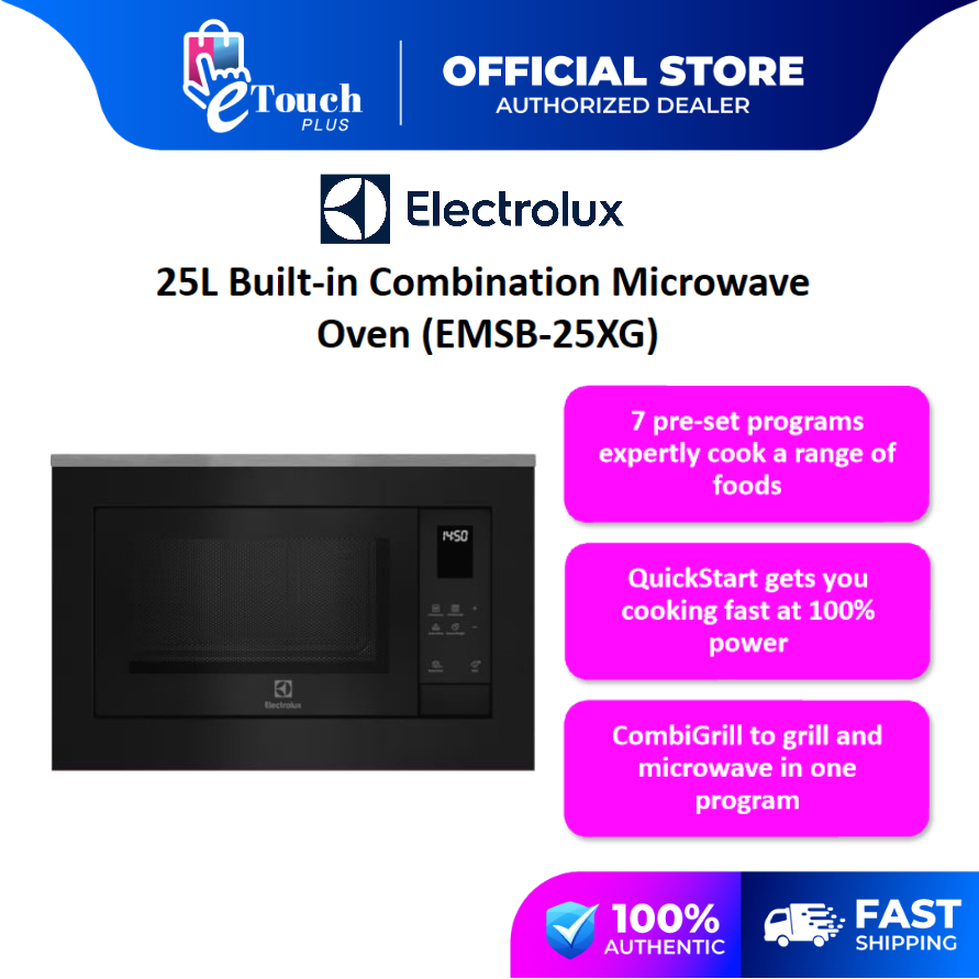 Electrolux [EMSB25XG] 60cm UltimateTaste 500 Built-In Grill Microwave Oven with 25L Capacity