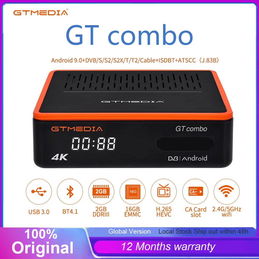 GTMEDIA GT COMBO Android TV Box+DVB-S/S2/S2X+T/T2/Cable/ISDBT can use the Internet and receive satellite signals