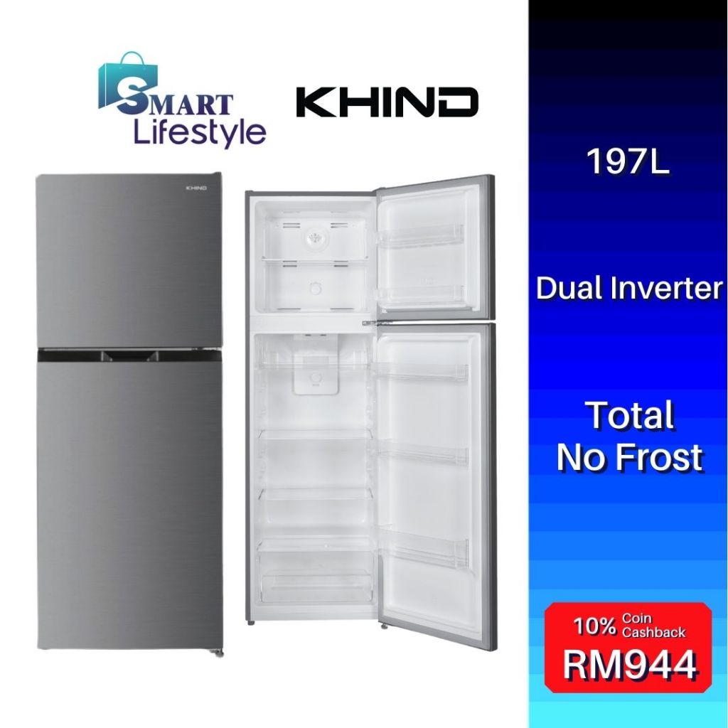 Khind 2-Door Dual Inverter Refrigerator RF205 (197L) / RF275 (247L) / RF355 (334L)