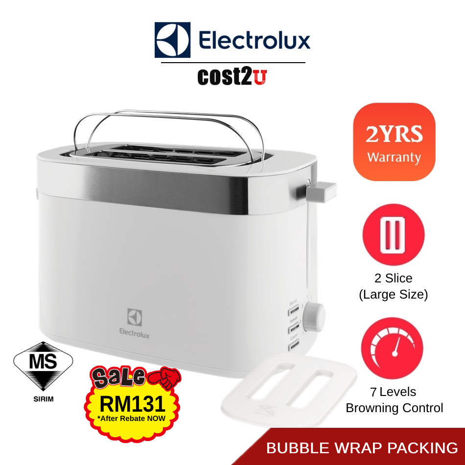 Electrolux 2 Slice Toaster with 7 Heat Levels | E2TS1-100W ETS1303W BT-G02 (Bread Toaster Pembakar Roti 烤面包机)