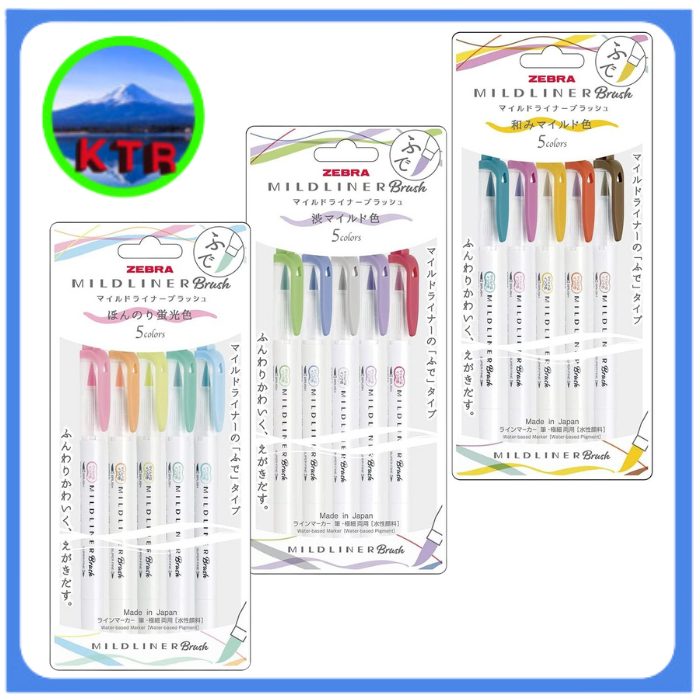 【Direct from Japan】Zebra Highlighter Pen Mild Liner Brush 5 Color Set - 3 Types (Made in Japan)Gift