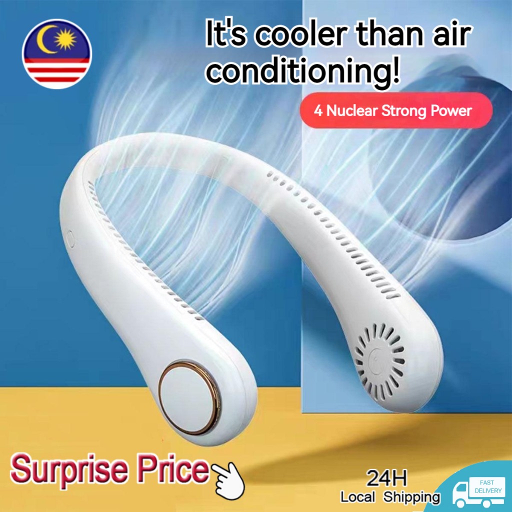 Neck fan Portable Bladeless Mini USB Rechargeable Fan Household Sports outdoor silent Hanging Neck Fan 3-speed cooler 風扇