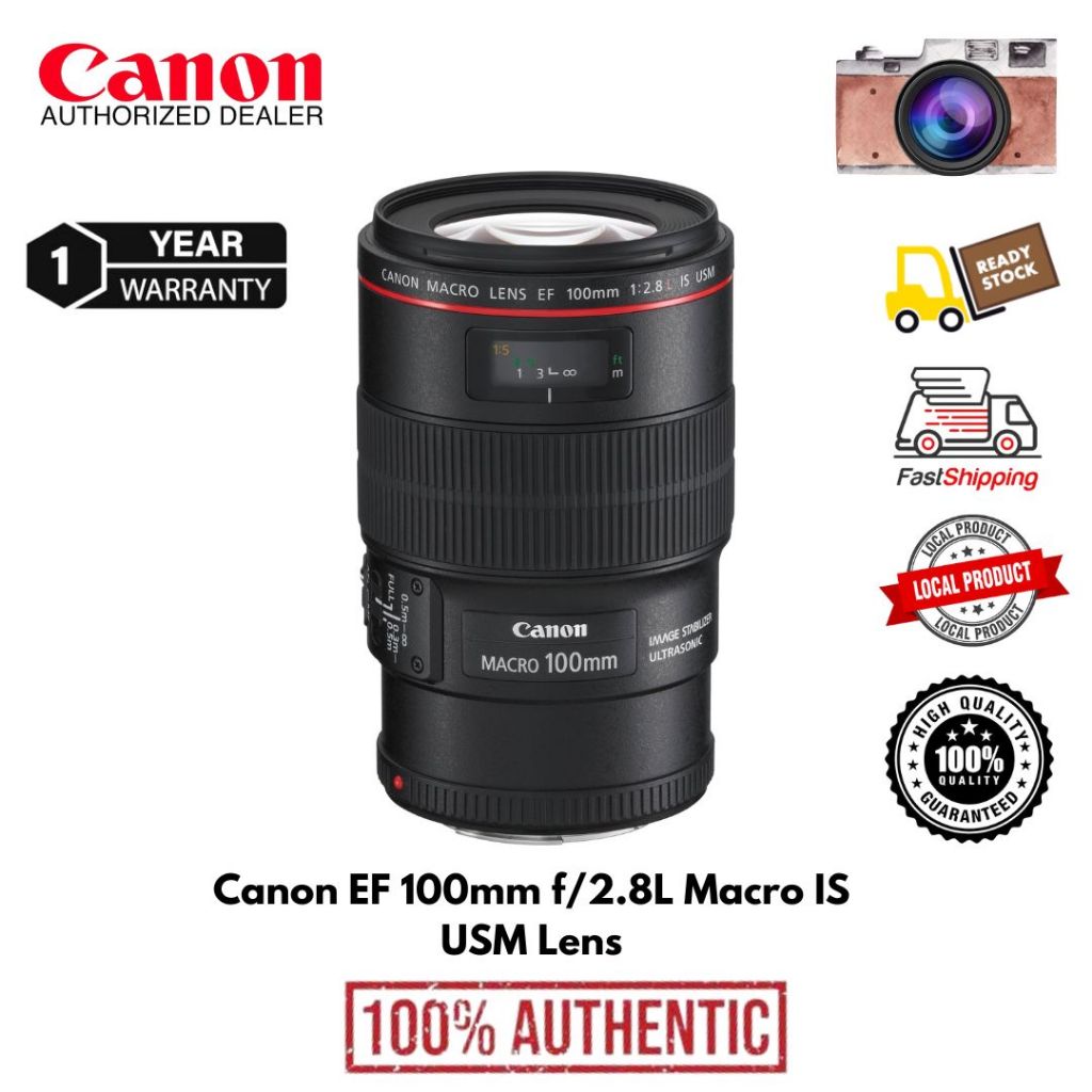 Canon EF 100mm F/2.8L MACRO IS USM Lens ( 1 Year Warranty )