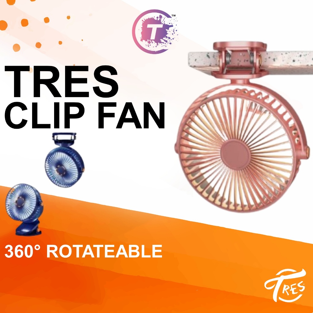 Tresgadget 15000mAh Rechargeable Mini Fan Clip Fan With LED Digital Hanging Fan Desk Fan 5 Wind Speed Type-C Charging