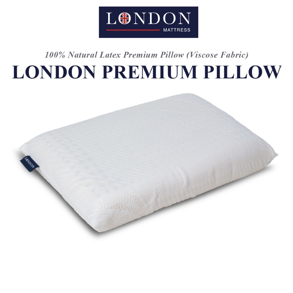 London Mattress | Natural Latex Premium/Big/Contour Pillow With Viscose Fabric (Bantal Viscose Fabric Getah Asli)