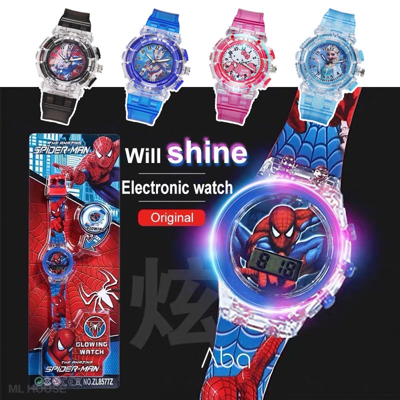 Jam Tangan Kanak-Kanak 2025 NEW Kids Watch Boy Watch Spider-Man Watch With Digital Light Outside Sport Boys