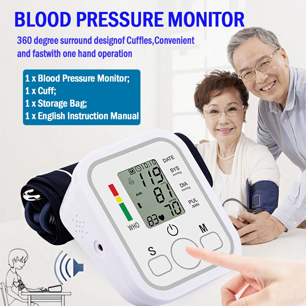 Blood Pressure Monitor Upper Arm Blood Pressure Monitoring Machine Reader Digital Automatic Home Use Measure Heart Rate