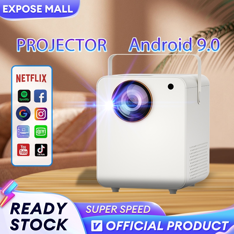 Projector 4K Netflix/Youtube Bluetooth Smart Projector Android 4K Projector Mini for Room Home Use 1080P LED Android