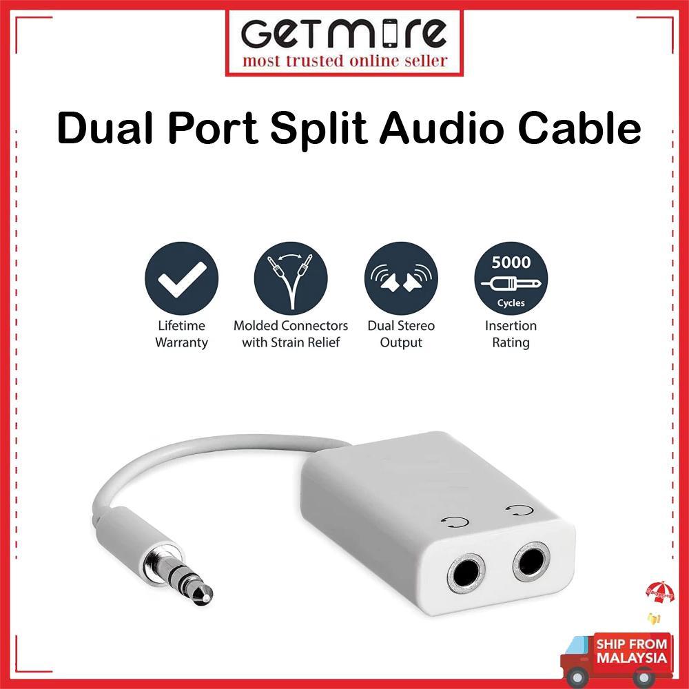 Premium 3.5MM AUX Dual Port Split Audio Cable Splitter Adapter Earphone Audio with Mic/No Mic