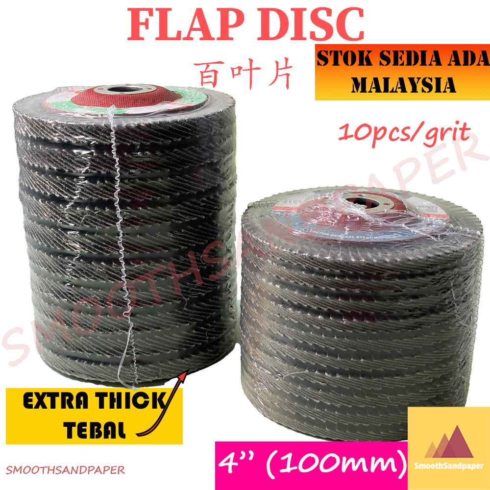 Flap Disc 4" ( 100mm x 16mm ) Sand Paper Abrasive/Sanding Grinding/Angle Grinder/Kertas Pasir Grinder 百叶片打磨片特厚砂布轮 image 3