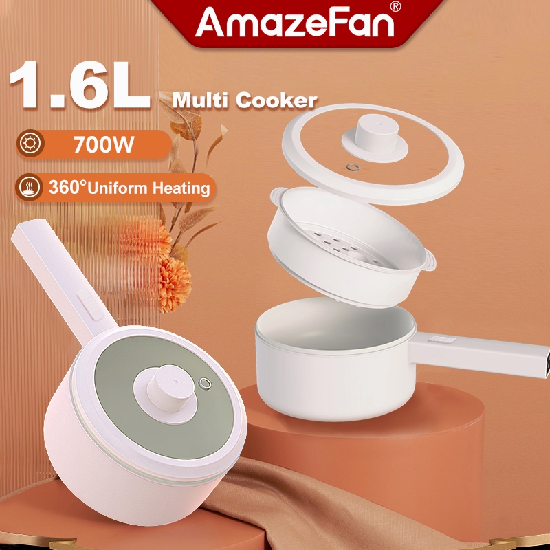 Multi Cooker Electric Rice Cooker 1.6L Hot Pot Mini Non Stick Ceramic Frying Pan Kitchen 700W Periuk Nasi Pot 電煮鍋 电煮锅 火鍋