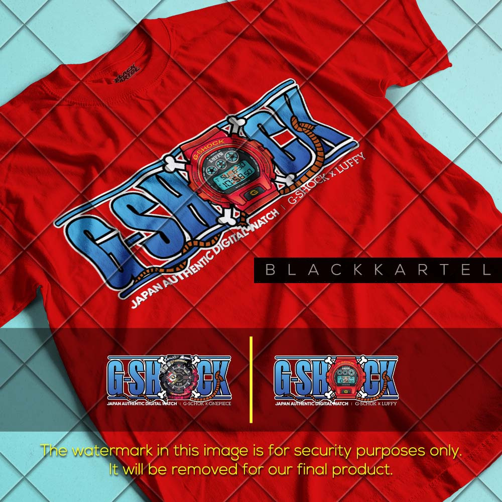 Ready Stock! [ BAJU / T SHIRT MURAH - GSHOCK WATCH X ONE PIECE LUFFY ] Streetwear / Baju Harian / Cotton / BLCKKRTL