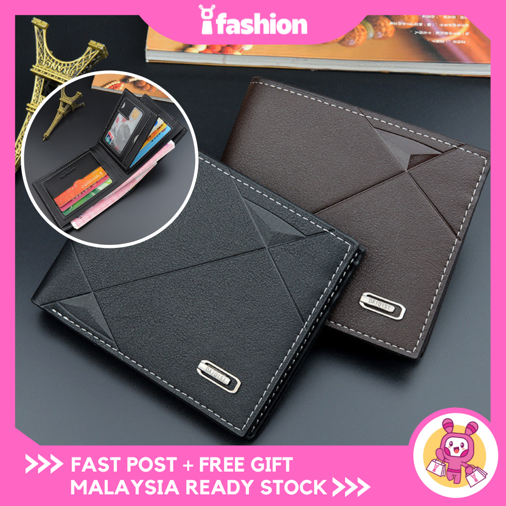 iFASHION READY STOCK Men Short Wallet Bi-Fold Purse Pouch Zipper Pocket Lelaki Dompet Pendek Murah 1265