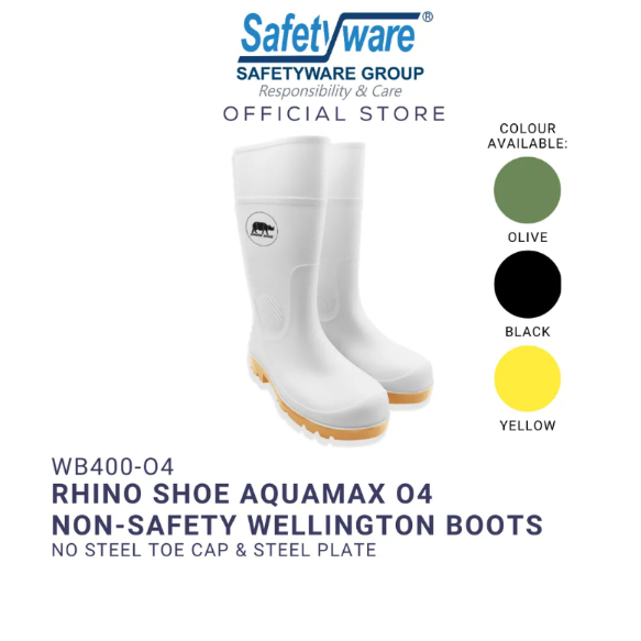 RHINO SHOE WB400-O4 Aquamax Waterproof Wellington Boots | Premium Quality | Made in Malaysia