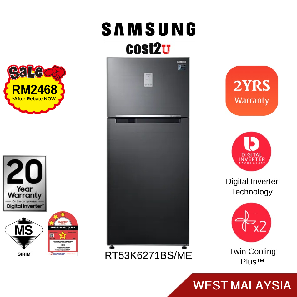 [Seller Delivery] Samsung 620L Digital Inverter Twin Door Refrigerator | RT53K6271BS/ME (Fridge Peti Sejuk Ais 电冰箱)