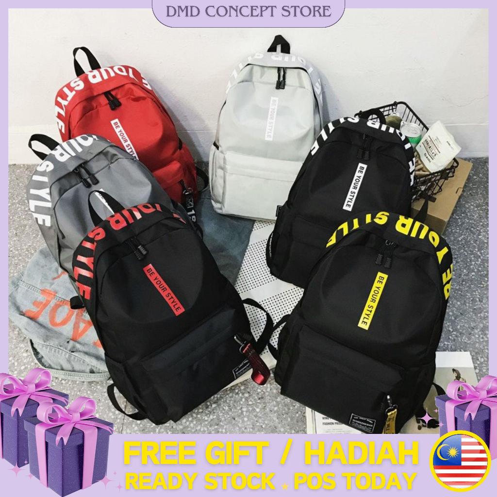 Trend Fashion Solid Canvas Comfortable Backpack suitable for School College Travel Beg Sekolah Murah dan Cantik