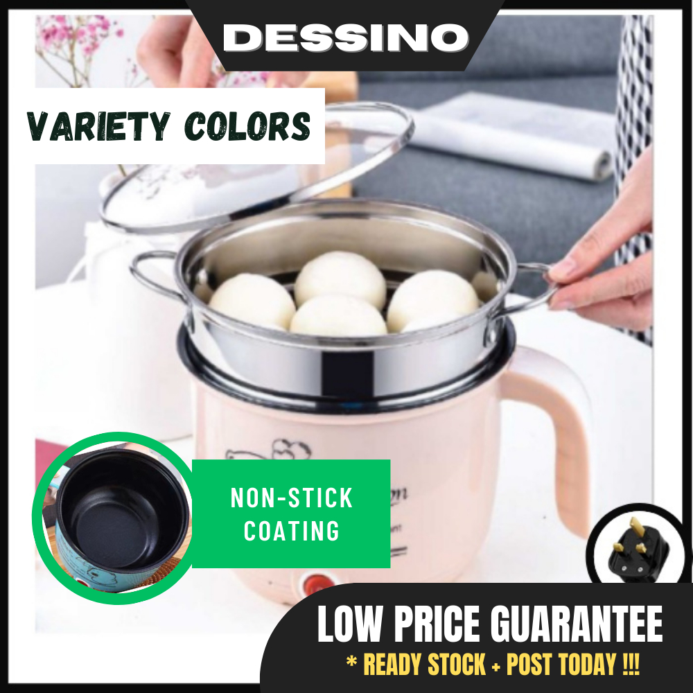 DESSINO 1.8L Non Stick Multi function Electric Cooker /Rice Cooker /Steamer Frying Pan /Portable Pot /Periuk Nasi