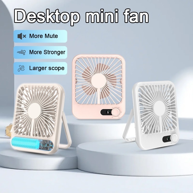 Portable Fan Mini Table Fan USB Rechargeable 5000 mAh Small Personal Battery Desk Fan Suit for Foldable