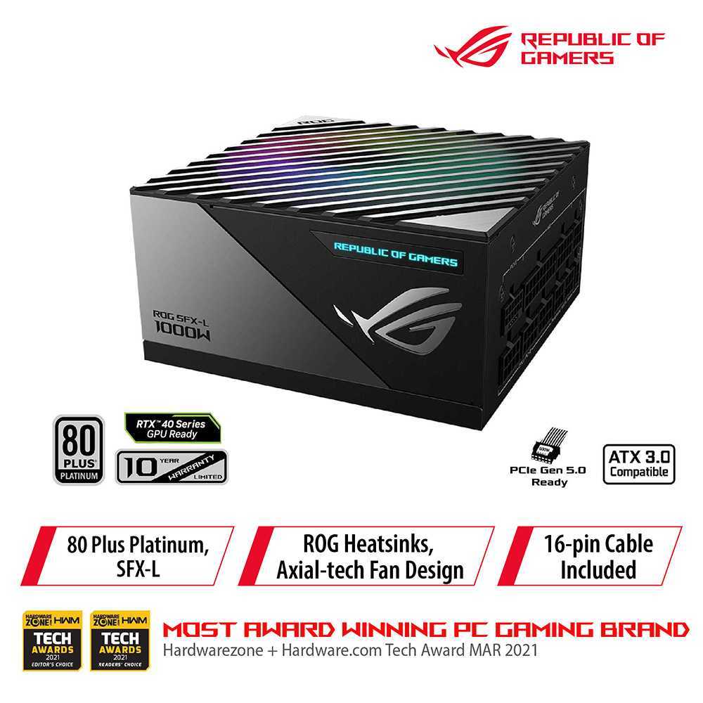 ASUS ROG Loki SFX-L 1000W Platinum (Fully Modular Power Supply, 80+ Platinum, 120mm PWM ARGB Fan, Aura Sync)