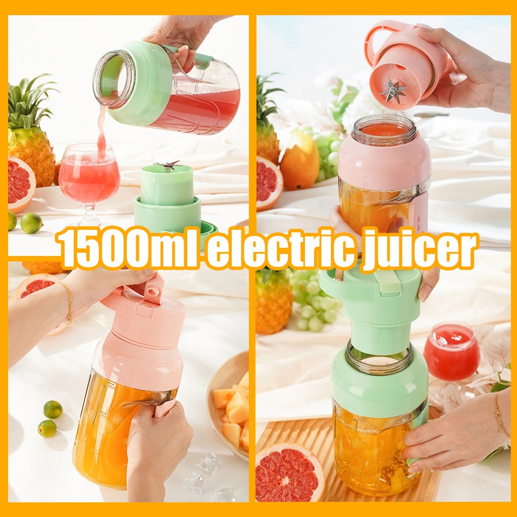 1500ML Electric Blender Juicer Portable USB Rechargeable Wireless Fruit Juicing Cup Large capacity Juice Maker 榨汁杯 果汁杯