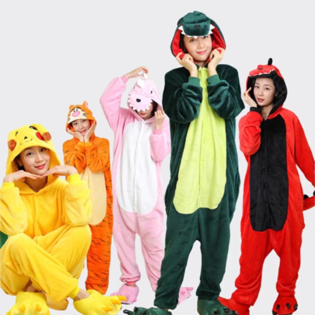 Cosplayworld Costume Adult Animal Unisex Pyjamas Jumpsuit Dino Tiger Lion Bear Panda Deer Leopard for Girls & Boys