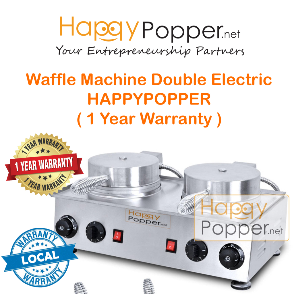 Happypopper Commercial Waffle Machine Double Electric Heavy-Duty 1Year Warranty Double Head Waffle Maker 商用华夫炉松饼机