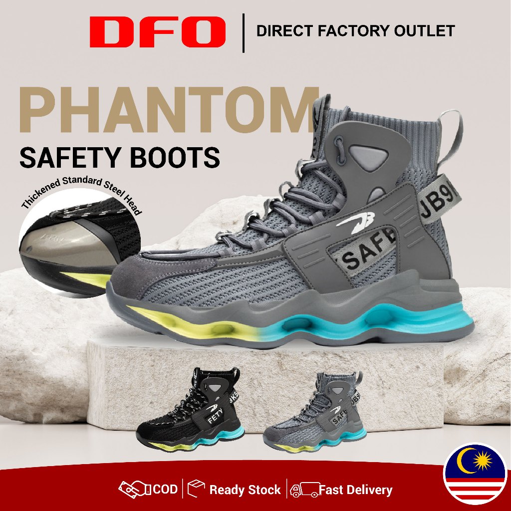 DFO Safety Shoes PHANTOM Safety Boot Sneakers Lightweight Anti Slip Anti Smash Working Shoes Kasut Kerja Safety Boots