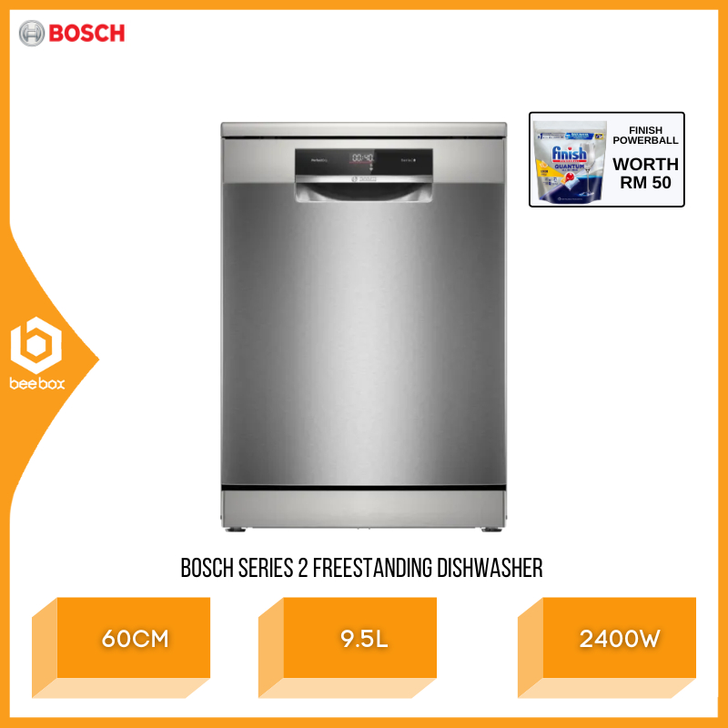 Bosch Series 8 Freestanding Dishwasher 60cm Stainless Steel 14 Place Settings AquaStop SMS8YCI01E Pencuci Pinggan